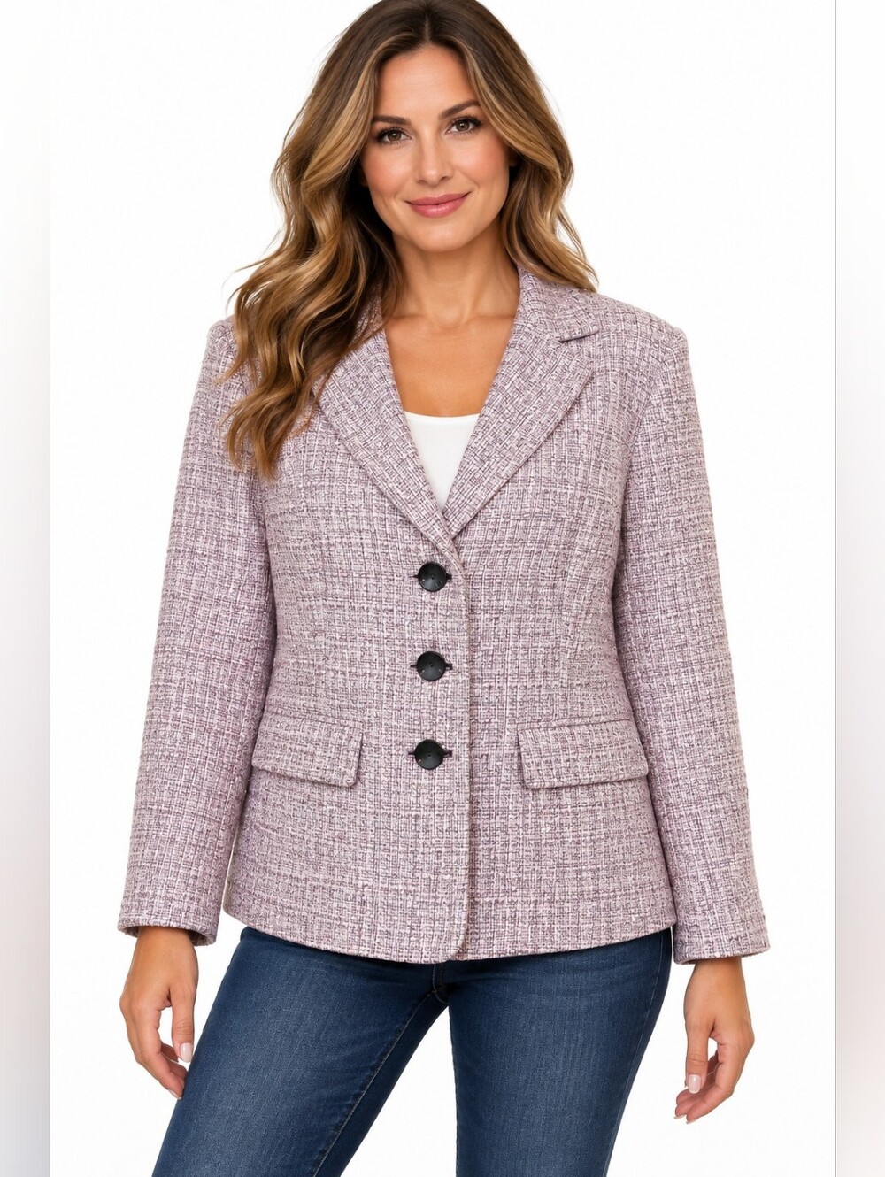 Kasper Lilac Tweed Blazer Jacket Women's S8ze 22W